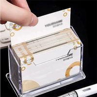 Business Card Holder Transparent Desktop Business Card Display Stand Box Office Business Cards Holder Desk Shelf Storage Boxes