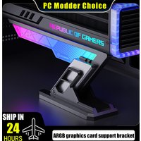 Graphics Card Holder ARGB Creative Aluminum GPU Bracket, 75-125mm Height Adjustable Support M/B AURA SYNC, Black/Silver GP-Z