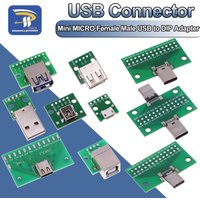 Micro Mini Type-c USB A Male USB 2.0 3.0 A Female USB B Connector Interface to 2.54mm DIP PCB Converter Adapter Breakout Board
