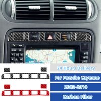 For Porsche Cayenne S GTS Turbo 2003-2010 Carbon Fiber Sticker Emergency Light Button Panel Interior Trim Accessoire Voiture