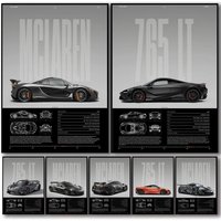 Black Sports Cars M_MCLarenS Poster Decorative Wall Art Stickers Mural Photo Print for Home Living Room Hallway Decor