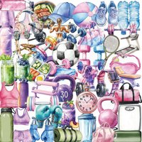 50 Pcs Cartoon Gym Sports Hand Drawn Stickers for Suitcase Water Dispenser Bottle Phone Scrapbook Laptop Helmet No Repeat Decals