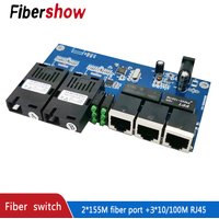 Ethernet Fiber Switch 3 RJ45 2 SC Optical Media Converter 2F3E Single Mode Fiber Port 10/100M