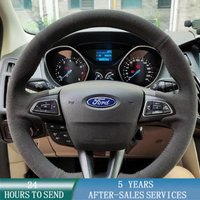 Customized Car Steering Wheel Cover Hand Sewing Suede Leather For Ford Focus 3 2015-2018 Kuga Escape C-MAX Ecosport 2018 2019