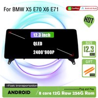 QLED 2400*900P 12.3 inch For BMW X5 E70 X6 E71 2008 - 2013 CCC CIC System Wireless Carplay GPS Navigation Android Auto WIFI