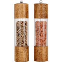 LMETJMA Premium Acrylic Salt and Pepper Grinder Set Manual Salt and Pepper Mills Wooden Shakers with Adjustable Ceramic Core 137