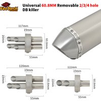 2/3/4 Hole Motorcycle 60.8MM Universal Exhaust Muffler Pipe DB Killer Removable Reduce Noise Sound Eliminator Modified