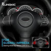 Real Soft Carbon Fiber Sticker For Subaru Impreza 2009 2010 2011 Car Steering Wheel Button Frame Interior Trim Accessories
