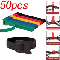 50pcs Multi-Purpose Reusable Hook And Loop Cable Ties Fastening Straps for Computer TV Electronic Devices Wire Organizers