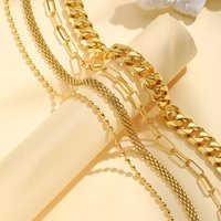 Stainless Steel Chunky Link Chain Women Necklace, Herringbone Choker Necklace Gold Color Jewelry