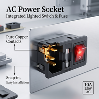 AC-01 Rocker Switch Three in one AC power socket with light and fuse