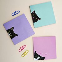 50/150 Pack of Cute Black Cat Sticky Notes | Strong Adhesive Pink Sticky Paper, Suitable for Back-to-School Season, Cat Lovers