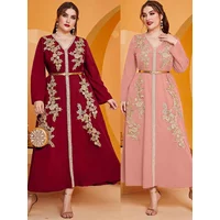 Eid Muslim Appliques Dress for Women Abaya Sleeve Jalabiya Morocco Party Dresses Abayas Kaftan Islam Vestidos Arab Long Robe