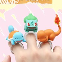Authentic Pok é mon PVC Ring Pikachu CHARMANDER SQUIRTLE BULBASAUR MEOWTH Character Handmade Ornament Children's Toy Gift