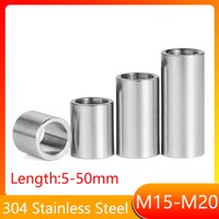 304 Stainless Steel Bushing Washer M15 M16 M17 M18 M20 Unthreaded Standoff Spacer Round Hollow Gasket Sleeve Length:5-50mm
