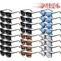 24PCS Fashion Vintage Classic square travel Sunglasses Men Women Driving Fishing Man Brand Designer Sun Glasses