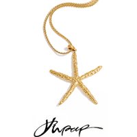 Yhpup Ocean Style Stainless Steel Metal Starfish Pendant Necklace Waterproof 16K Gold&Platinum Plated Summer Beach Trend Jewelry