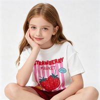 Strawberry TShirt Girls Child Cute Short Sleeve Cotton Thin Round Neck Pullovers Kids Simple All-match Tees New Baby Clothes