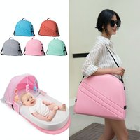 Baby Crib Convenient Folding Anti-crush Bed Middle Bed with Mosquito Net Comfortable Mattress Travel Crib for Newborn Baby Bed