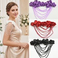 Fashion Handmade 3D Shoulder Flower Patch 24cm with Pin Tassels DIY Wedding Accessory Sewing Garment Applique 1 Piece