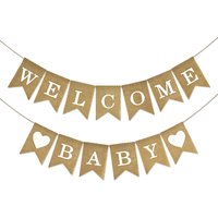 Welcome Baby Sign Burlap Banner Baby Shower Decoration Banner For Girls Boys Baby Announcement Sign Decorations Banners