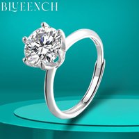 BLUEENCH D VVS1 Moissanite Solitaire Adjustable Rings for Women Classic Engagement Wedding Band GRA Certified 925 Sliver Ring