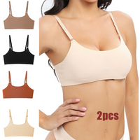 2PCS Ice Silk Non-marking Back Bra U-neck Non-steel Ring Sports Yoga Underwear Light Breathable Women's Wrap Bra