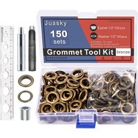 150 Sätze Tülle Werkzeugs atz Zoll, 12mm Bronze Metall Ösen Ösen mit Installation werkzeugen für Leder, Stoff, Vorhang