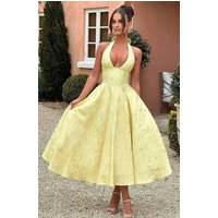 Summer Evening Party Dress for Women Sexy Bow Halter Neck Long Gown Elegant Jacquard Lace up Backless Birthday Robe