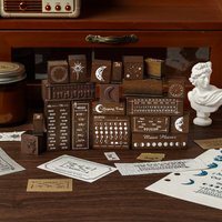 30 vintage wooden stamps, monthly, weekly, and starry sky patterned wooden stamps, DIY brochures and scrapbook decoration