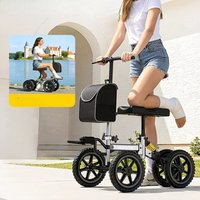 Knee Scooter, 350lbs Capacity,Disc Brake Knee Walkers,All Terrain Foldable Mobility Scooter with Bag for Foot Injuries Crutches
