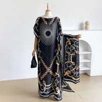 NEW Fashion Summer Print Dress With Big Scarf Dubai Turkey Kaftan Muslim Loose Abaya Women African Casual Paisley Shawl Robe