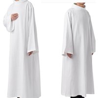 Medieval Cosplay Costume White Witch Priest Church Long Robe Death Ghost Gown Halloween Performance Arab Robes