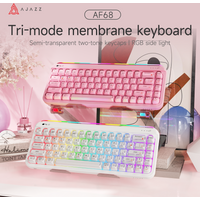 AJAZZ AF68 68-Key Triple-Mode Wired/Bluetooth/2.4G Membrane Keyboard with Color Box, Suitable for Women in Office