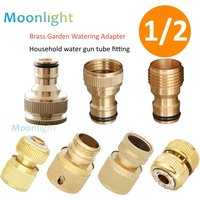 1pcs 1/2 Thread Quick Connector Brass Garden Watering Adapter Drip Irrigation Copper Hose Quick Connector Fittings For 16mm Hose