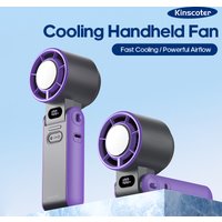 KINSCOTER Portable Air Cooling Turbo Fan 3600mAh 100 Wind Speeds Adjustable Outdoor Foldable Student Handheld Fan with Lanyard