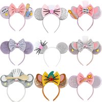 Disney Ratatouille Remy Ear Headband for Adults Mickey Mouse Sequins Bows Hairbands Women Girls Party Hair Accessories Kids Gift
