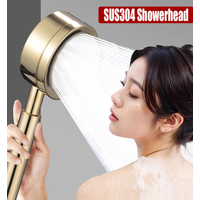 New Golden 304 Stainless Steel High Pressure Water Saving Shower Head Large Flow Handheld Showerhead Set Bathroom Accessories