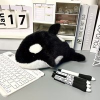 New Orca Pencil Case Cute Plush Large Capacity Stationery Organizer Creative Student Pouch