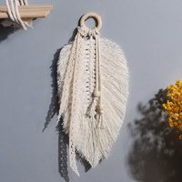 Nordic Handcrafted Feather Leaf Tapestry for Living Room Guesthouse Fringed Cotton Rope Hanging Piece Leaf Decoration Bookmark