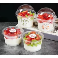 50/100 Stück 250 ml Einweg-Salatbecher, transparenter Kunststoff, Dessertbecher, Schüsseln, Behälter mit Kuppel/flachen Deckel für Eis, Cupcake