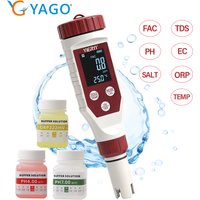 YAGO Pool Water Tester Digital Chlorine pH ORP Meter Swimming Pool Water Quality Tester with TDS EC Salinity Temperature CL
