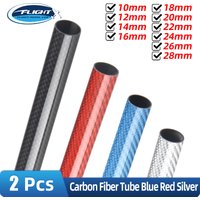 2Pcs/lot 500mm Carbon Fiber Tube 3K Glossy Surface Blue Red Silver Diameter 10mm 12mm 14mm 16mm 18mm 20mm 22mm 24mm 26mm 28mm