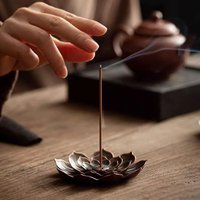 Alloy Incense Burner Sandalwood Incense Stick Holder Metal Zen Lotus Line Incense Plate Temples Yoga Studios Home Decoration