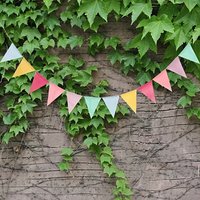 1 set of 12 pieces wedding party colored imitation linen triangle flag decoration