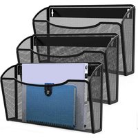 Mesh Hanging Wall File Holders Storage Basket Vertical Mounted File Holder Wall Basket Mail Organizer for Office Home and School