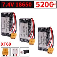 18650 5200mAh 2S Li-ion battery 7.4V XT60 for Henglong 3818 3819 3838 3878 3888 3898 3909 3918 3938 3939 1/16 RC tank toys parts