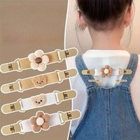 2pcs Cute Flower Sling Back Clip - Elastic Anti-Drop Suspenders Fixing Clip with Adjustable Plastic & Elastic Band