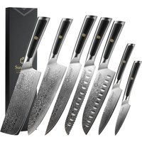 Sunnecko Damascus Chef's Knives 1-7PCS/Set High Carbon VG10 Steel Meat Cutting Knife Ultra Sharp Utility Slicing Kitchen Knife