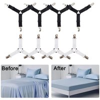 3 Clips Bed Corner Holder Bed Sheet Fasteners Mattress Cover Clips Heavy Duty Bedding Sheets Elastic Straps Adjustable